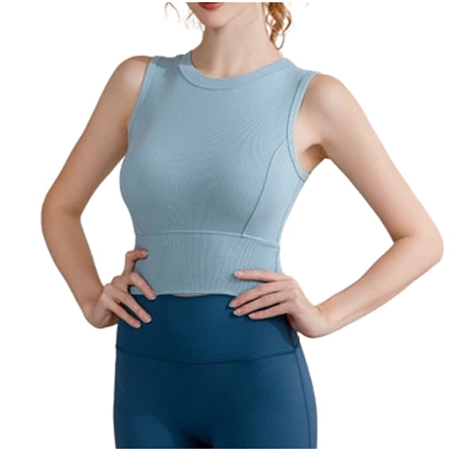 Yuyuzo Débardeurs d'Entraînement pour Femmes Col Rond Crop Tops Basiques Course Gym Yoga Soutiens-Gorge Sport Sorties