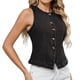 thumbnail image 2 of Chaleco Vaquero Elástico Sin Mangas para Mujer, con Botones y Cuello Redondo, Informal, Estilo Western para Verano. Negro y Gris L, 2 of 9