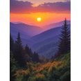 thumbnail image 1 of Qisvanset 12x16 Inch Smoky Mountain Sunset Canvas Wall Art, Tennessee Landscape Ready To Hang Home Decor, 1 of 8