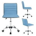 thumbnail image 4 of WDZS Mid Back Task Chair,Low Back Leather Swivel Office Chair,Computer Desk Chair Retro with Armless Ribbed (Light Blue), 4 of 8