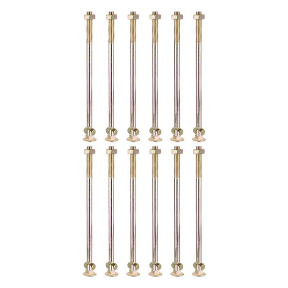 Uxcell M12x250mm Carriage Bolt with Nut & Washer, 12Set 304 Stainless Steel, Gold Tone