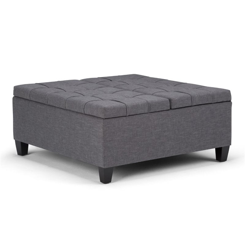 Simplihome Harrison 36 Inch Wide Square Coffee Table Lift Top Storage Ottoman Cocktail Footrest Stool In Upholstered Fawn Brown Tufted Linen Look Fabric For The Living Room Traditional Canada Simplihome Harrison 36 Inch Wide Square, 36 Inch Wide Square Coffee Table Lift Top Storage Ottoman