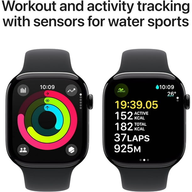 Apple Watch Series 10 GPS 46mm | Jet Black with Black Sport Band I