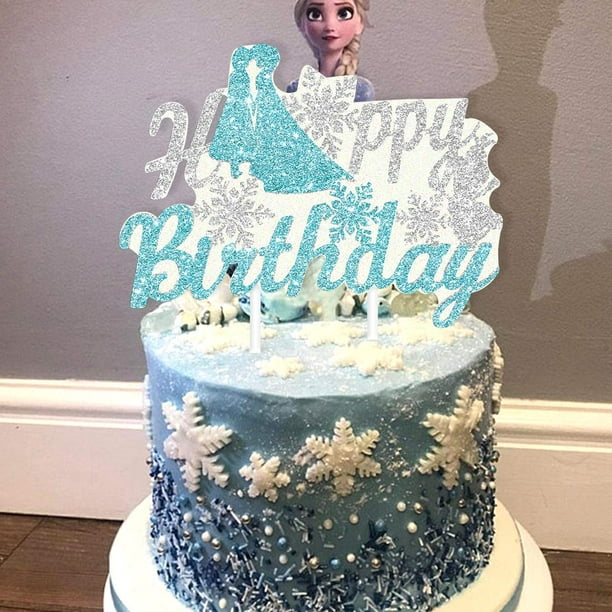 Frozen Happy Birthday Cake Topper Snowflake Cake Decorations for Girl's 1st  2nd 3rd 4th 5th Birthday Party Supplies Winter Wonderland Ice Princess  Party Decorations 