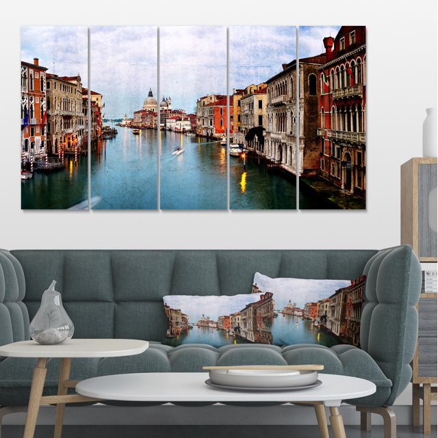 Retro Style Grand Canal at Sunset - Landscape Photography Canvas Print