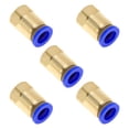 thumbnail image 1 of Conectores de aire de 5/16" hembra para manguera, 5 piezas, tono azul y dorado, con ajuste rápido de plástico y metal, 1/8" BSPT, 1 of 1