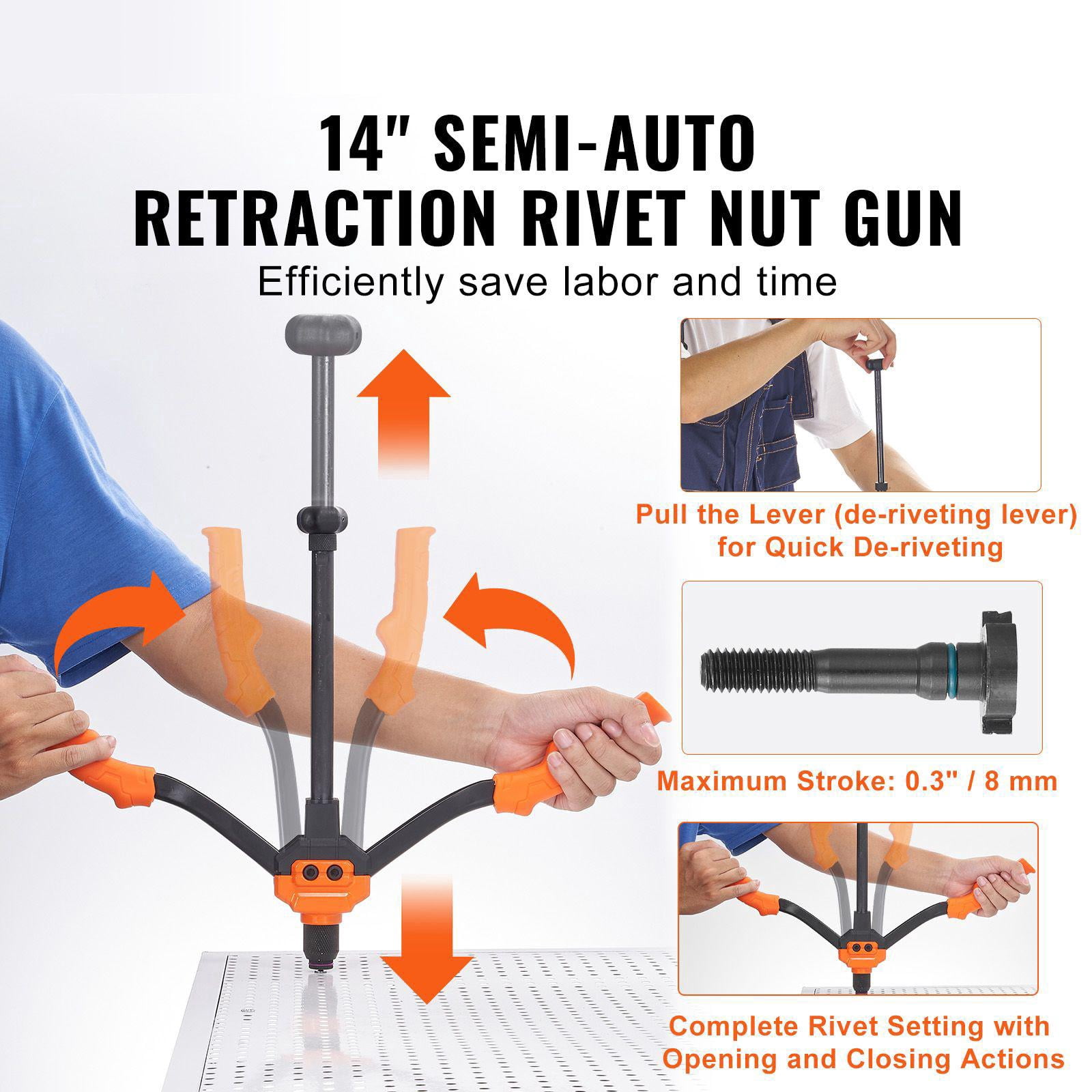 Rivet Nut Tool Kit with 7 Metric SAE Mandrels 70 Assorted Rivet Nuts 10-24 1/4-20 M6 5/16-18 M8 3/8-16 M10 and Rugged Carrying Case