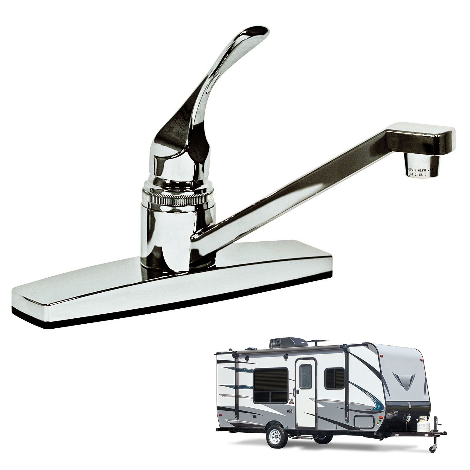 Single Lever Handle Rv Kitchen Faucet Non Metallic Polished