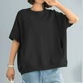 thumbnail image 4 of Tnhcen Plus Size Women's Loose Fit Round Neck Short Sleeve Sweatshirt - Basic Two Pockets Shirt with Nylon Spandex Blend Fall Fashion Essentials for M-4XL, 4 of 5
