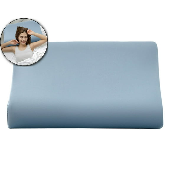 WNFJR Cotton Contour Pillow Cover Memory Foam Pillowcase Pillow Protector for Cervical Pillow, 15.75" x 23.62"(Light Blue)