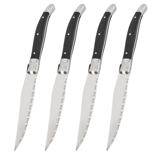 Steak Knives Set of 4, Triple Rivet Stainless Steel Serrated Steak Knife Set, Sharp Blade, For Kitchen Restaurant Tableware Camping ,Dishwasher Safe