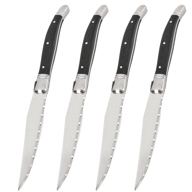 Steak Knives Set of 4, Triple Rivet Stainless Steel Serrated Steak Knife Set, Sharp Blade, For Kitchen Restaurant Tableware Camping ,Dishwasher Safe