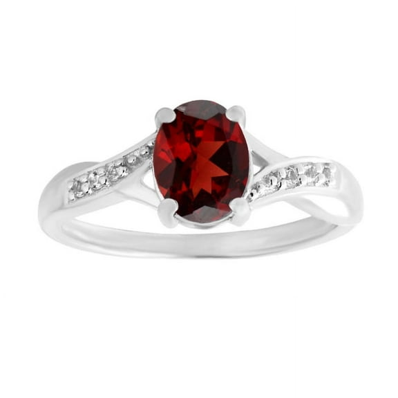 925 Sterling Silver 7X5 Mm Oval Shape Natural January Birthstone Garnet Gemstone Ring