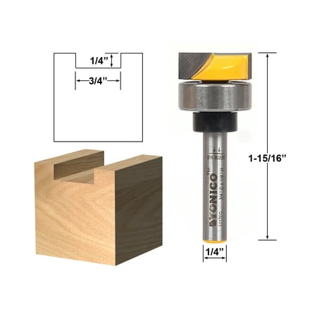 Yonico Template Trim Hinge Mortising Router Bit 3/4"W X 1/4"H - 14176q