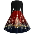 Christmas Dresses Women Long Sleeve Crew Neck 2024 Cute Snowflake Flare