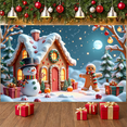 thumbnail image 6 of Gingerbread House Christmas Banner Snowman Xmas Display Gifts Christmas Tree Holiday Backdrop for Christmas Party Winter Gathering Home Decoration, 6 of 9