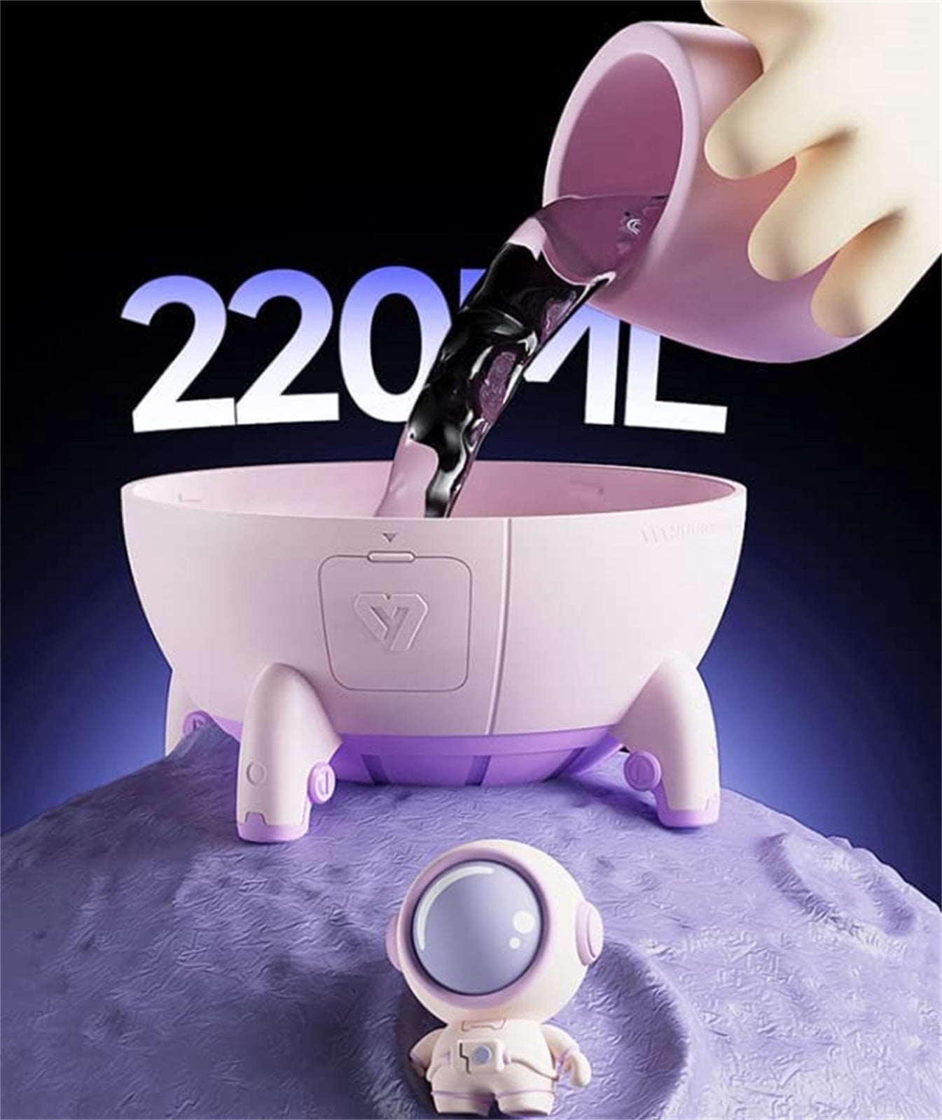 Oggfader Humidifiers for Bedroom Space Capsule Humidifier Mini Humidifier 220ml Usb Desktop Humidifier For Baby Bedroom Office Home Colorful Night Mode Purple