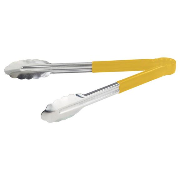 Winco Scalloped Tongs, 12", Yellow