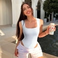thumbnail image 2 of OQQ Women 3 Piece Bodysuits Sleeveless Square Stretch Basic Tank Tops Bodysuits, 2 of 7