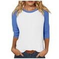 thumbnail image 1 of TSADFHJI Hauts pour Femmes Manches Longues Décontracté Haut Manches 3/4 Été Décontracté Polyvalent Raglan Col Rond Chemise Décontractée m Bleu Clair, 1 of 5