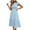 Blue, variant on Womens Summer Casual Smocked Long Dress Flutter Ruffle Sleeve Crew Neck Elastic Waist Tiered Swing Midi Dress (Medium White)