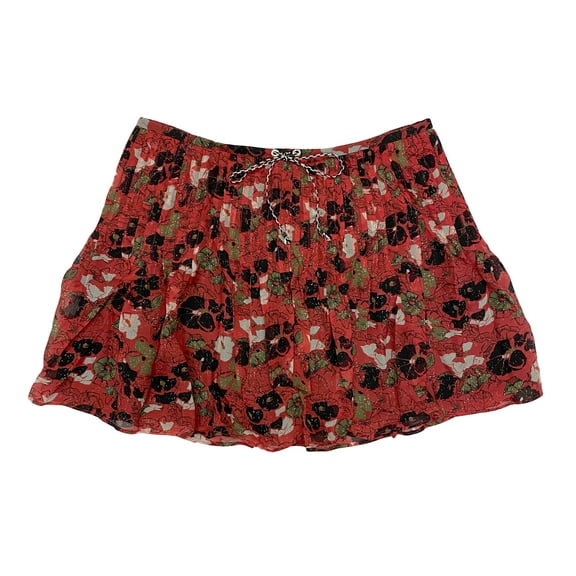 Hanley Mellon Women's Floral Chiffon Pleated Skirt 8 Red