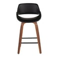 thumbnail image 4 of LumiSource Walnut Wood, Black PU, Black Steel Fabrico Fixed-Height Counter Stool - Set of 2, 4 of 8
