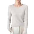 thumbnail image 2 of POROPL White Sweaters for Women Crew Neck Sweater Casual Thin Knitted Top Base Size S-XXL, 2 of 6