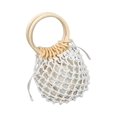 thumbnail image 2 of Gupgi Woman Drawstring Bucket Bag Vacation Beach Style Wrist Pack Retro Woven Handbag with Inner Cloth, 2 of 9