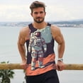 thumbnail image 6 of KLL Astronaut With American Flag Print Men's Muscle Gym Workout Stringer Tank Tops Bodybuilding Fitness T-Shirts Tank Tops Men-X-Large, 6 of 7