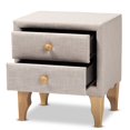 thumbnail image 2 of Baxton Studio Tissu 2 Tiroirs et Table de Chevet en Bois Beige, 2 of 9