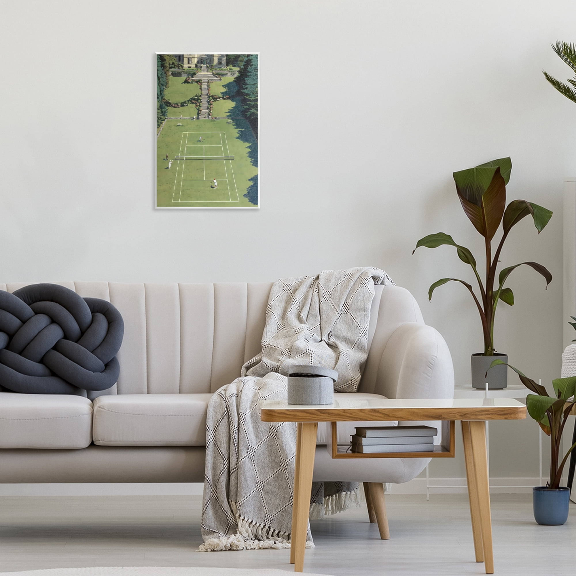 Stupell Industries Tennis Court at Mansion Wall Plaque Art, design by Petal Prints Design