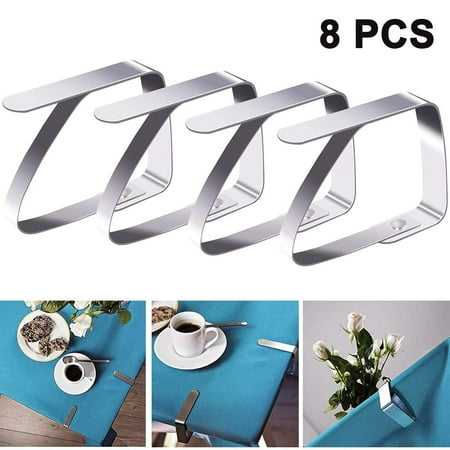 

Tablecloth Clips Picnic Table Cloth Cover Clamps Holder Stainless Steel for Outdoor Patios Camping Wedding Party - Silver
