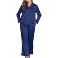 thumbnail image 4 of FAIWAD Silk Pajamas for Women Set Long Sleeve Button Down Sleepwear Comfy Loungewear Pjs Outfits, 4 of 6