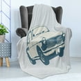 thumbnail image 4 of Retro Car Soft Flannel Fleece Throw Blanket, Old Fashion Vintage Custom Collector Automobile Funky Graphic Design, Cozy Plush for Indoor and Outdoor Use, 50" x 60", Slate Blue Baby Blue, by Ambesonne, 4 of 5