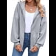 thumbnail image 3 of Sudadera con Capucha y Cremallera para Mujer, de Larga, para Otoño, con Capucha Extragrande, Chaquetas Informales de Moda Gris L, 3 of 9