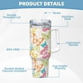 thumbnail image 5 of Balery Retro Colorful Butterfly Pattern 40oz Stainless Steel Tumbler Double Wall Vacuum Insulated Water Bottle Ice Bully Insulated Tumbler With Handle And 2 in 1 Straw Lid, 5 of 8