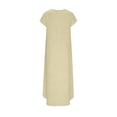 thumbnail image 5 of YTCAMLO A Line Sundresses for Women Casual Short Sleeve Long Dress Baggy Sleeveless Maxi Dress with Pockets Flowy Travel Vacation Clothes, Beige S, 5 of 7