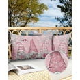 thumbnail image 2 of Pack of 2 Outdoor Pillow Covers, Christmas Gnome Winter Xmas Tree Snowflake Pink Waterproof Square Throw Pillowcase Cushion Decorative Pillow Covers for Couch Patio Tent, 20x12 in, 2 of 6