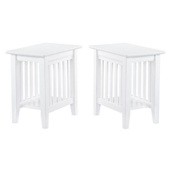 Home Square 14" Solid Hardwood End Table in White Finish - Set of 2