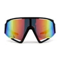 thumbnail image 3 of Super Oversized Color Mirror Angular Shield Sport Wrap Around Sunglasses Black Orange Mirror, 3 of 4