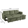 thumbnail image 4 of L-Shaped Corduroy Modular Sectional Couch with Chaise Lounge, Pull-Out Bed, Convertible Sleeper Sofa Bed with Storage for Living Room, Green, 4 of 7
