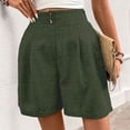thumbnail image 5 of Womens Pleated Shorts Dressy Casual Summer Elastic High Waist Button Wide Leg Shorts Beach Vacation Wear Green S, 5 of 8