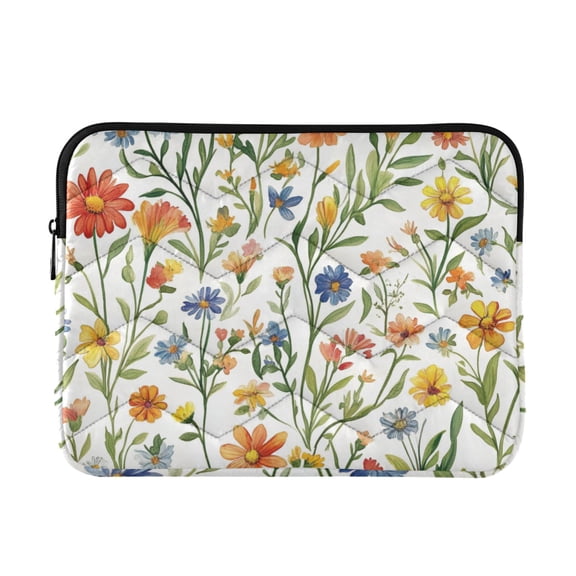 FORMRS 13-13.3 inch Laptop Sleeve Case Soft Carrying Quilted Computer Bag Cover, Watercolor Wildflowers Pattern