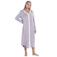 thumbnail image 4 of Xmarks Womens Nightgown Long Sleeve Sleepshirts Full Length Sleepdress Long Soft Housecoat With Pockets, 4 of 6