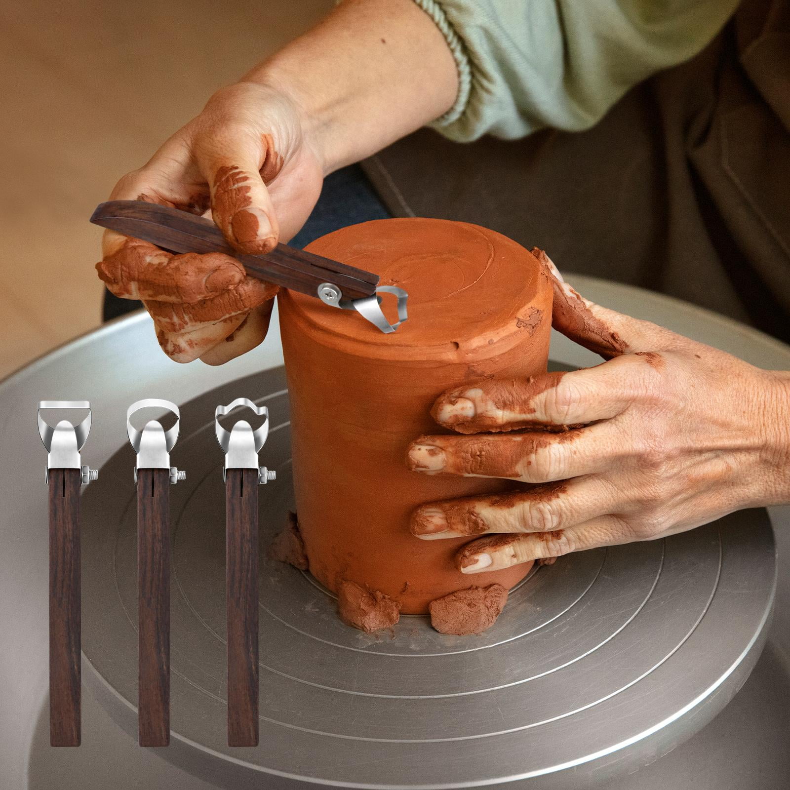 Milageto 4Pcs Pottery Cup Handle Shape Tool Ceramic Water Cup Utensil DIY Clay Sculpture