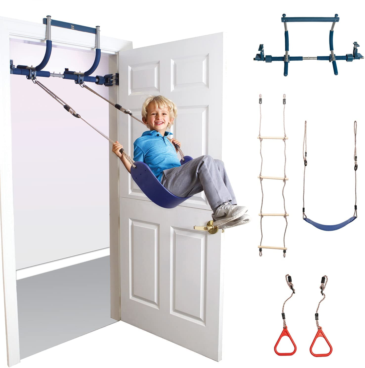 Gym1 Deluxe Indoor Playground With Swing Ladder Rings Trapeze Bar and Rope for sale online 