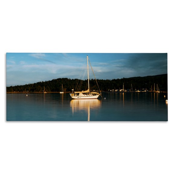 Stupell Industries Tropical Boat Lights at Night Canvas Art, 24 x 10, by Daniel Sproul