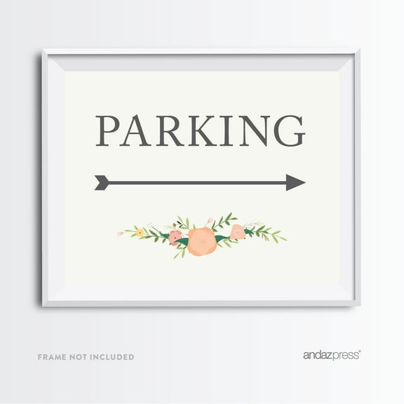 Parking Floral Roses Wedding Party Directional Signs, Double-Sided