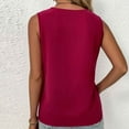 thumbnail image 5 of Bigersell Short Sleeve Tunic Tops for Women Fashion Womens Casual Solid Color V-Neck Tank Tops Sleeveless Lace Stitching Vest Tops Plus Wraps Square Neck Short Sleeve Summer Tops Style B24166, Wine XL, 5 of 7